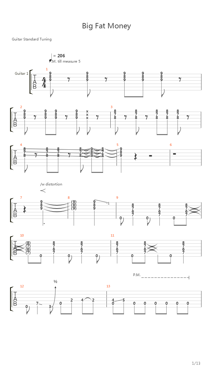 Big Fat Money吉他谱