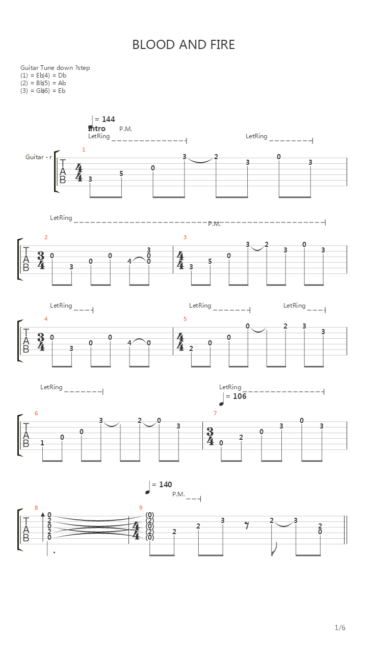Blood And Fire吉他谱