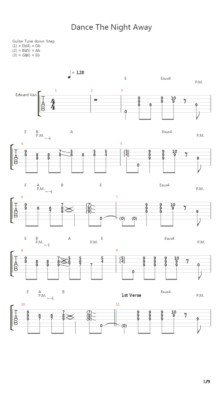 Dance The Night Away吉他谱