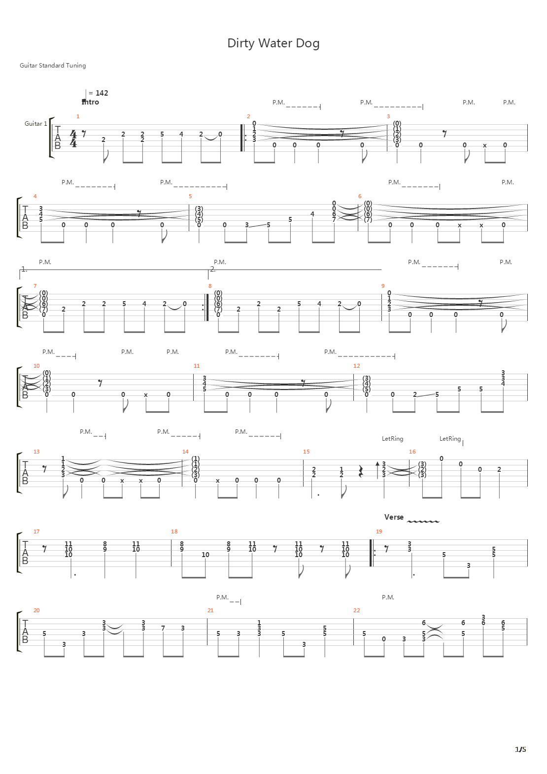 Dirty Water Dog吉他谱