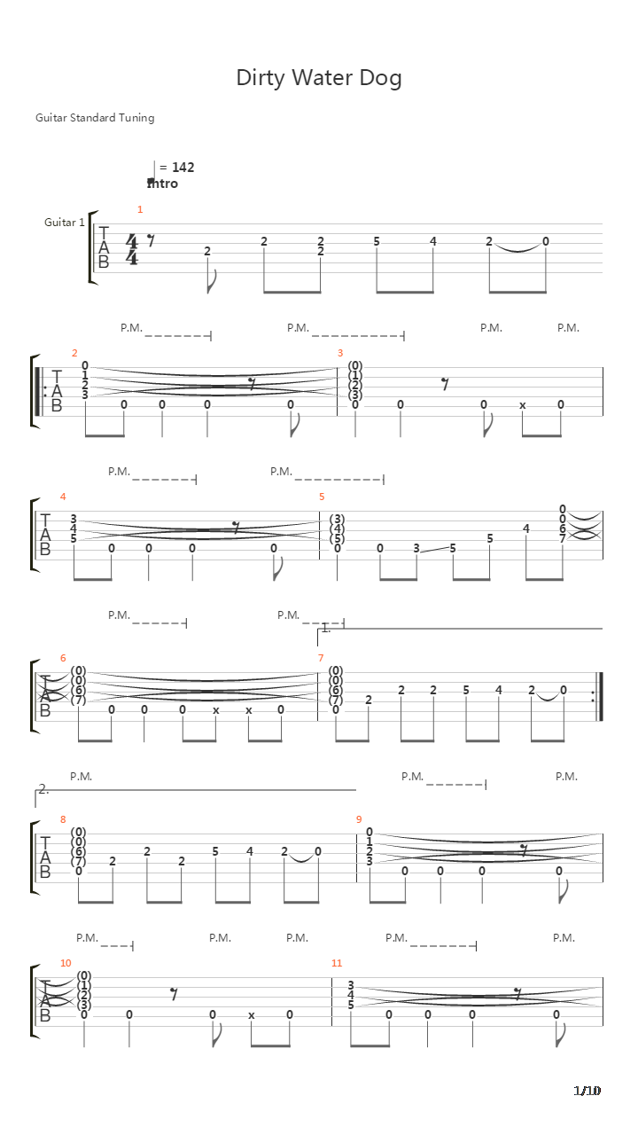 Dirty Water Dog吉他谱