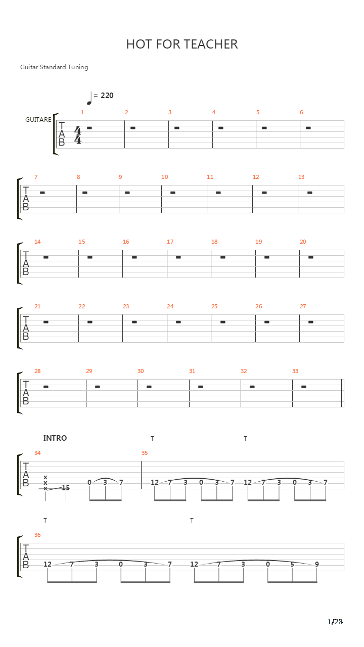 Hot For Teacher吉他谱