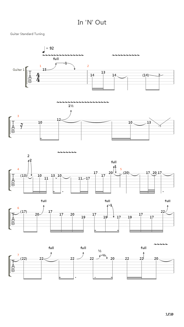 In N Out吉他谱