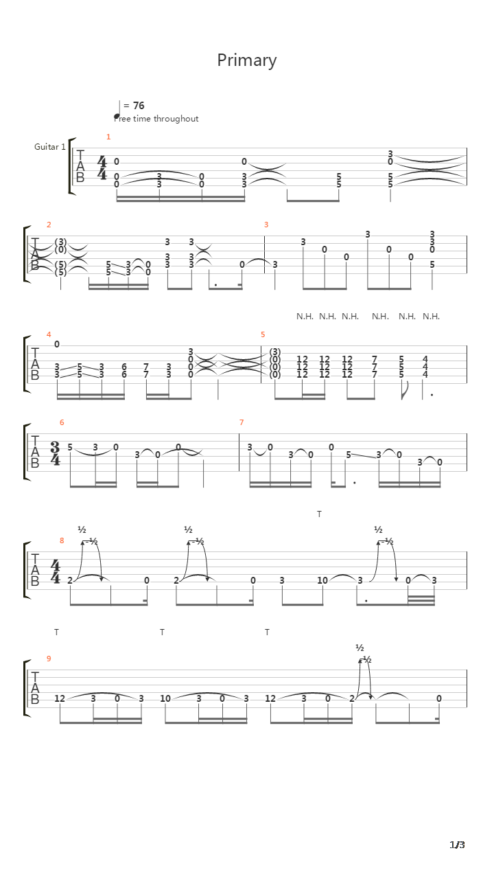 Primary吉他谱