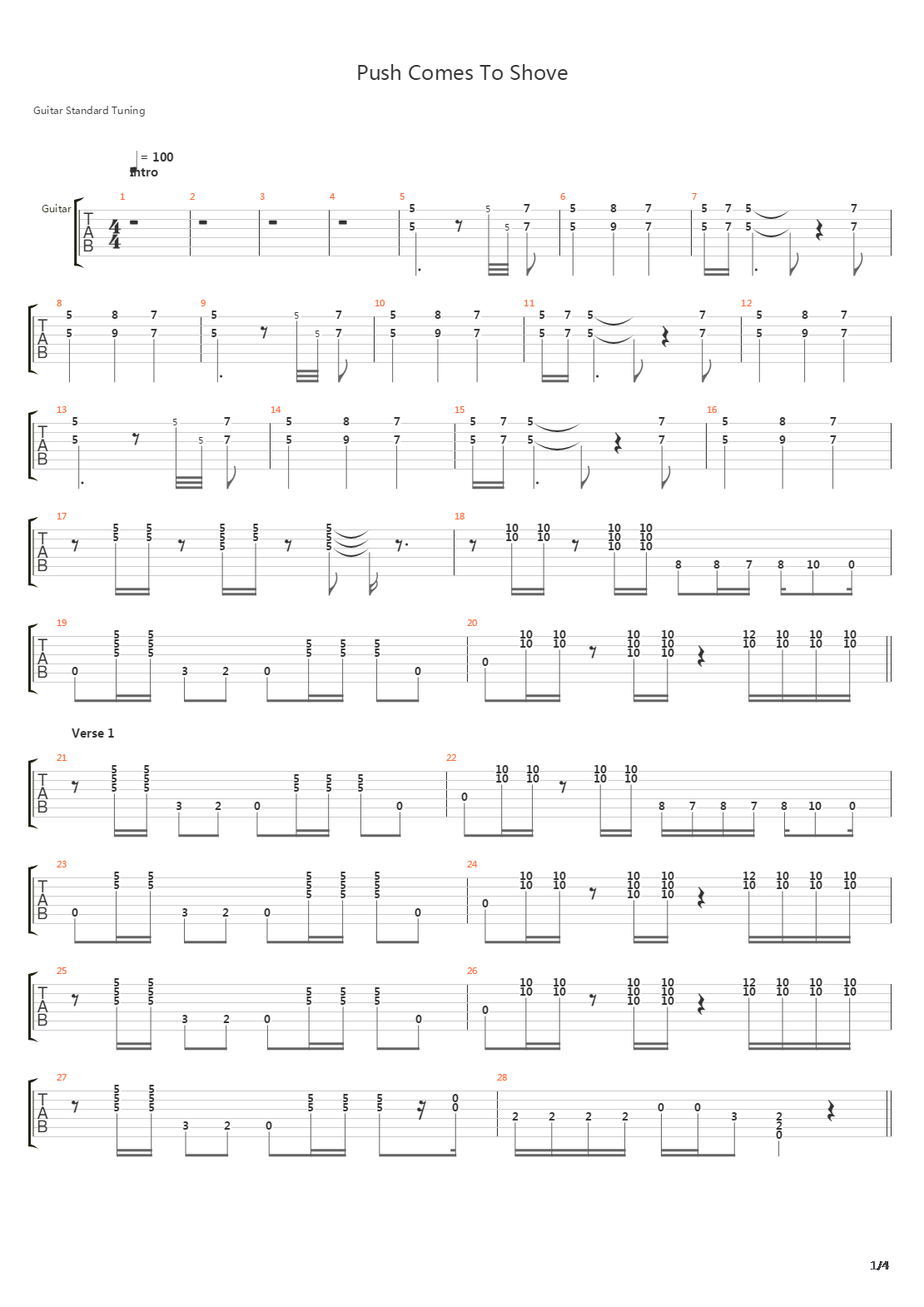 Push Comes To Shove吉他谱