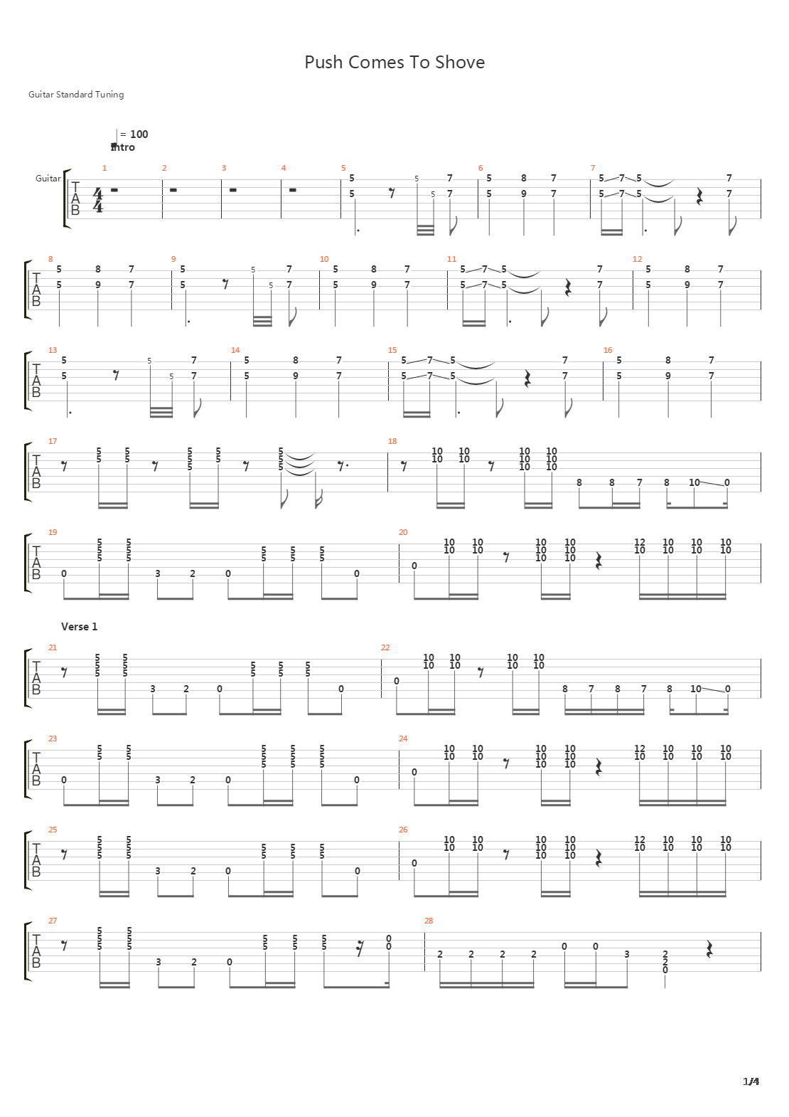Push Comes To Shove吉他谱