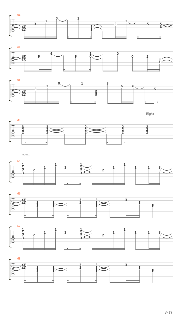 Right Now吉他谱