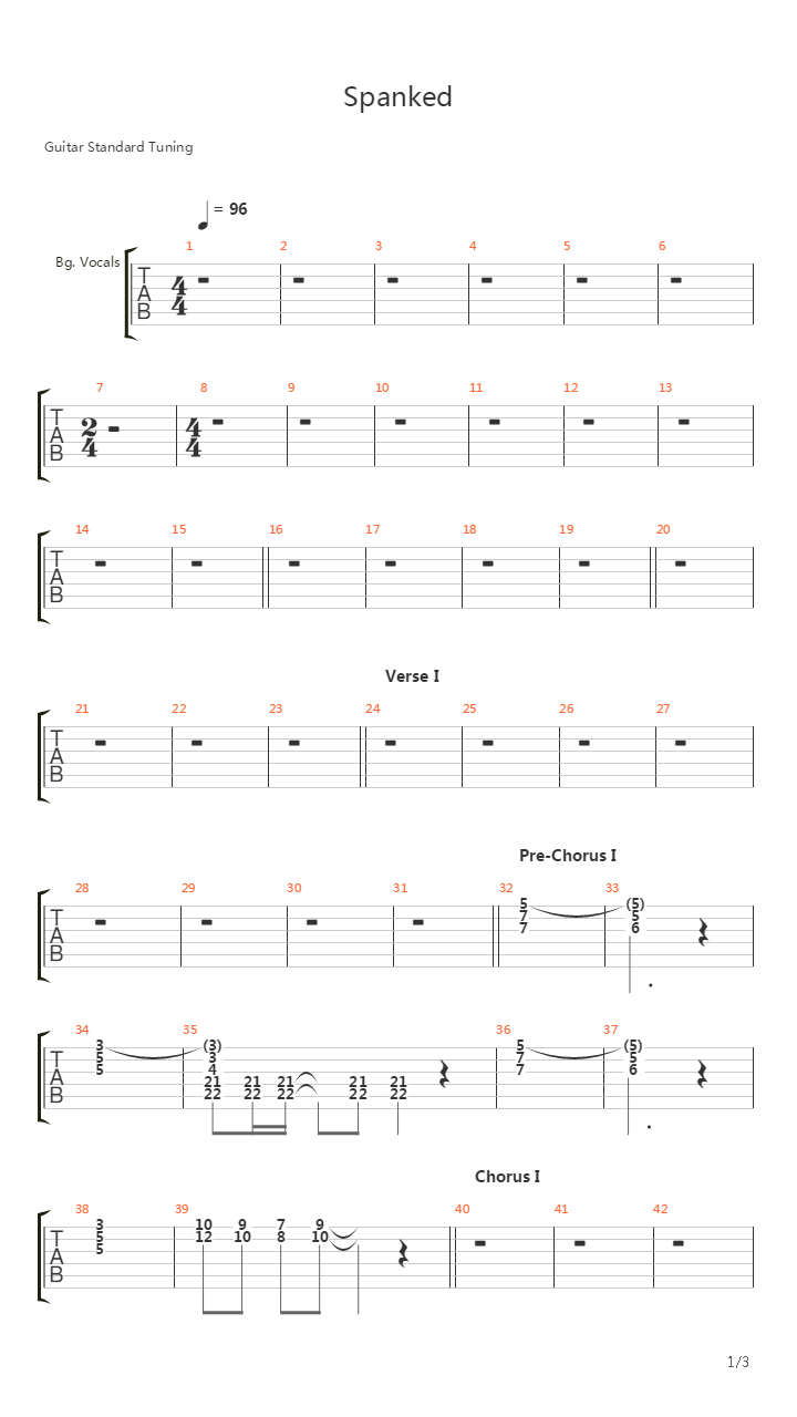 Spanked吉他谱