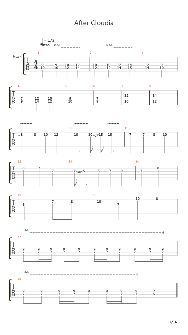 After Cloudia吉他谱