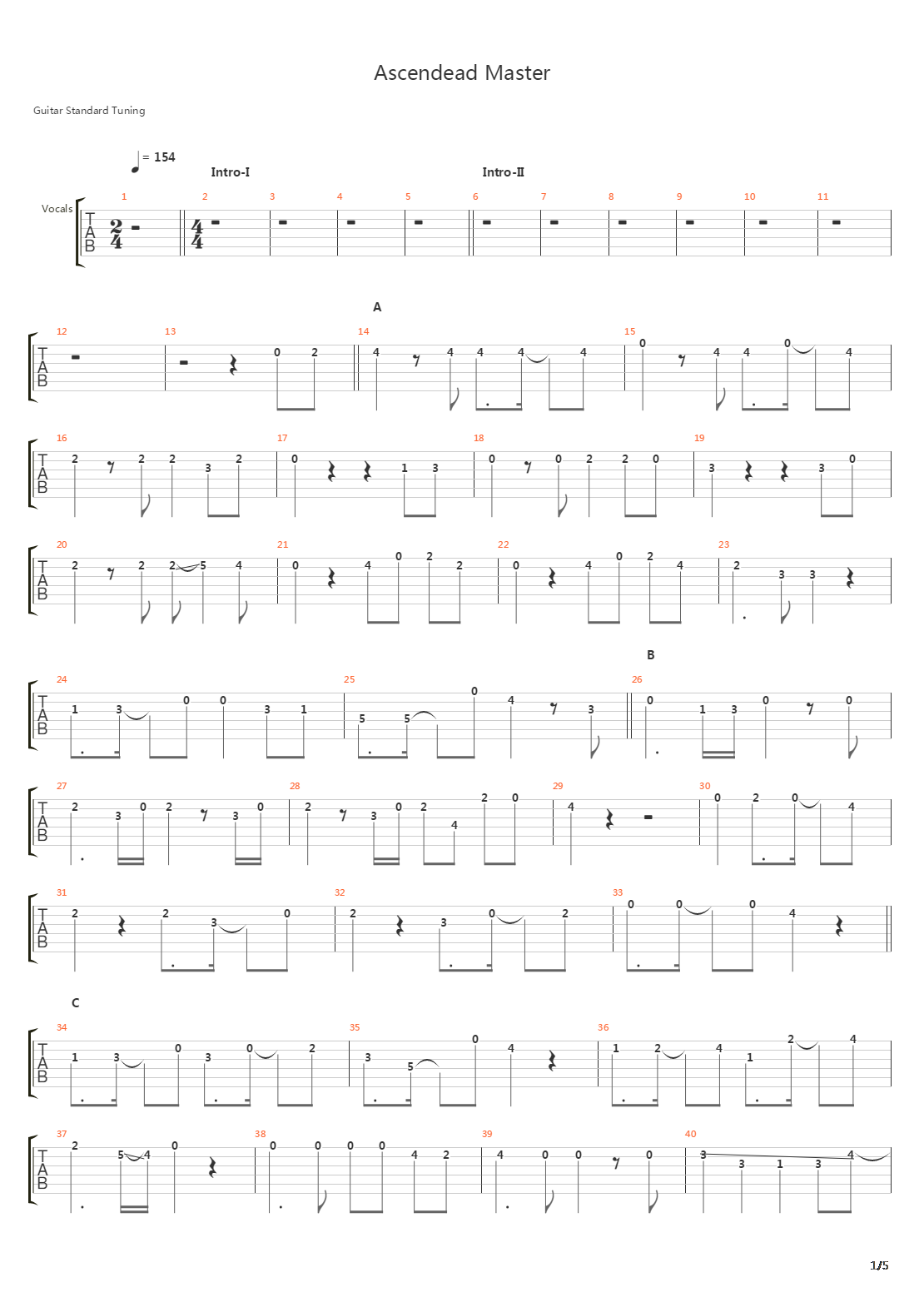 Ascendead Master吉他谱