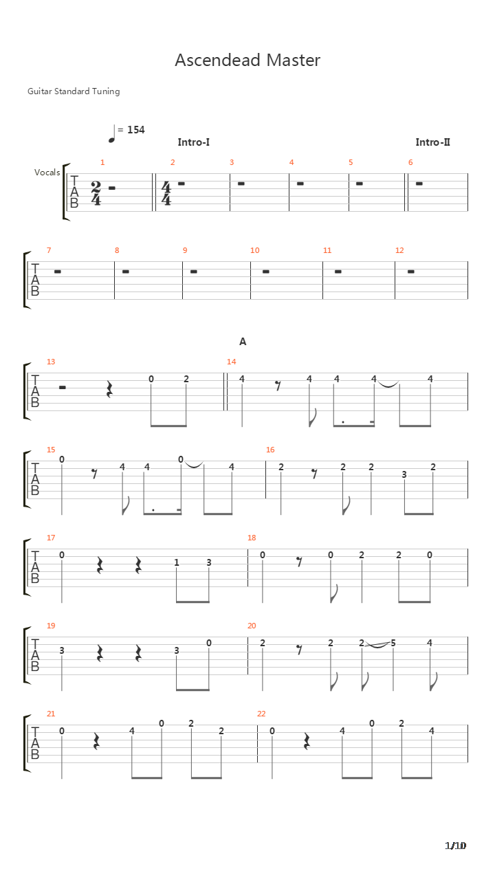 Ascendead Master吉他谱