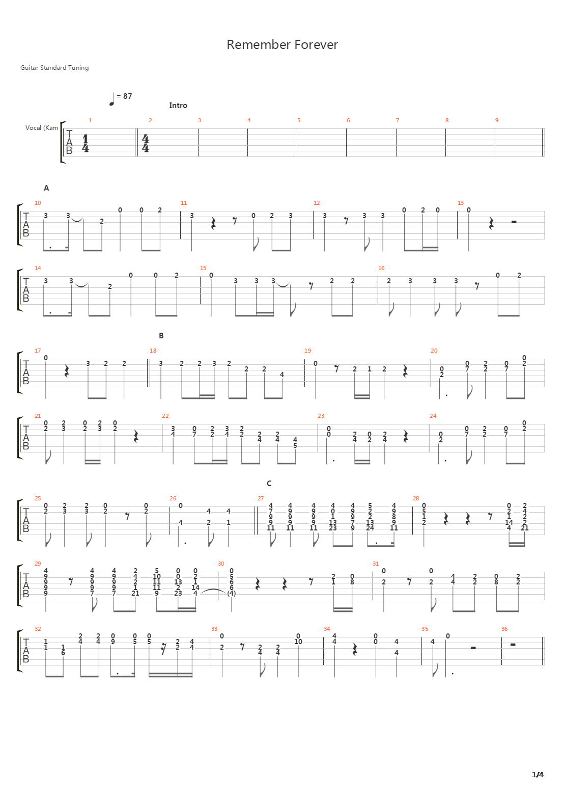 Remember Forever吉他谱