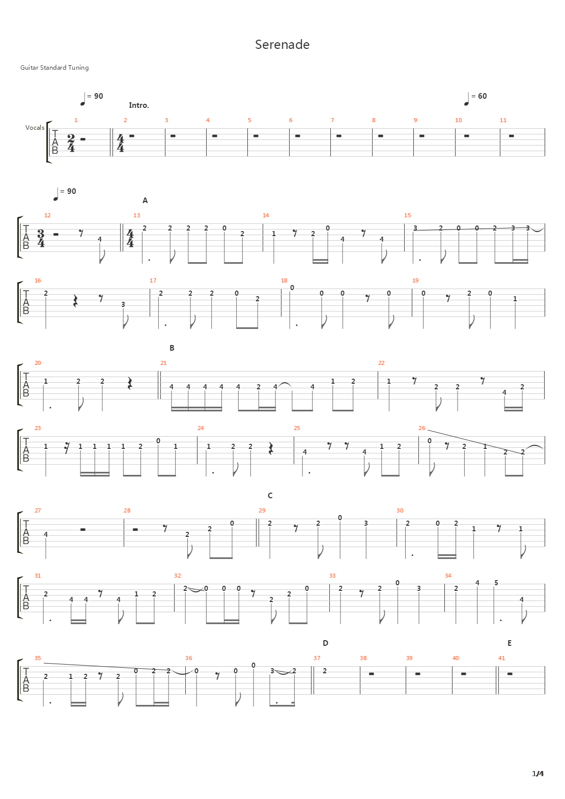 Serenade吉他谱