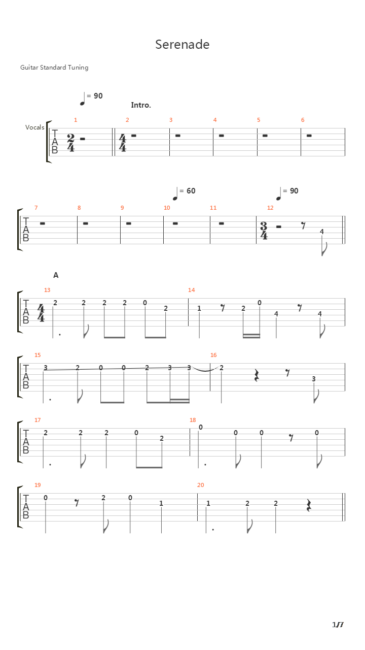 Serenade吉他谱