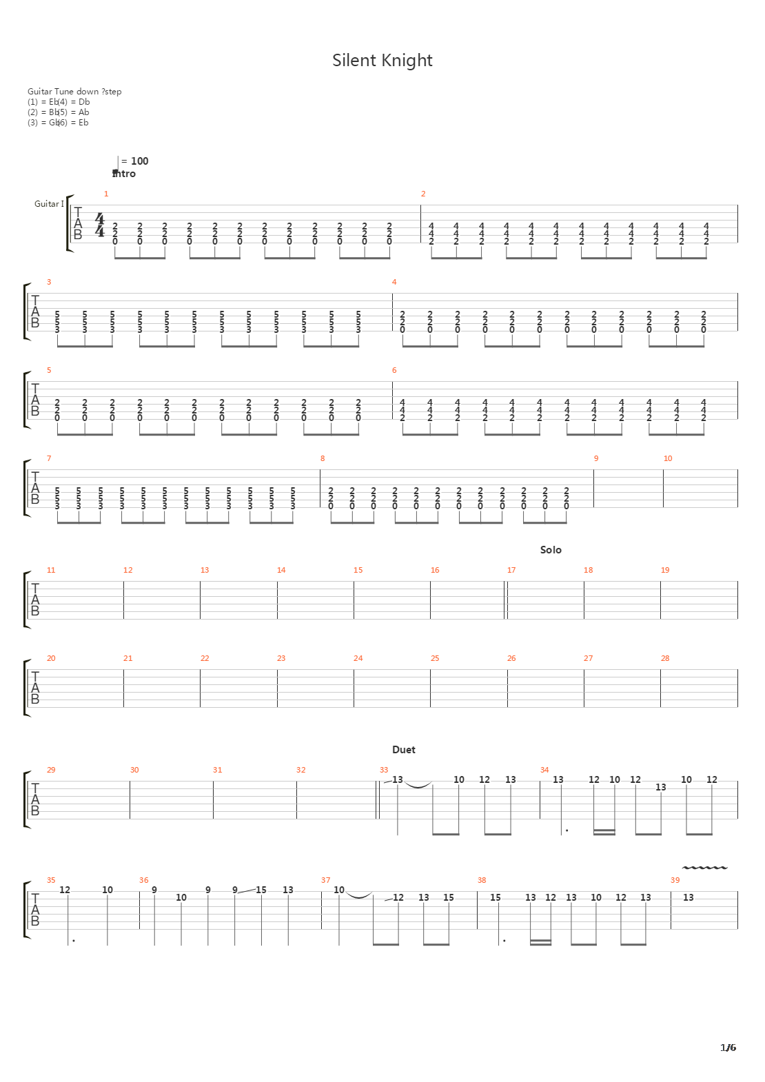 Silent Knight吉他谱