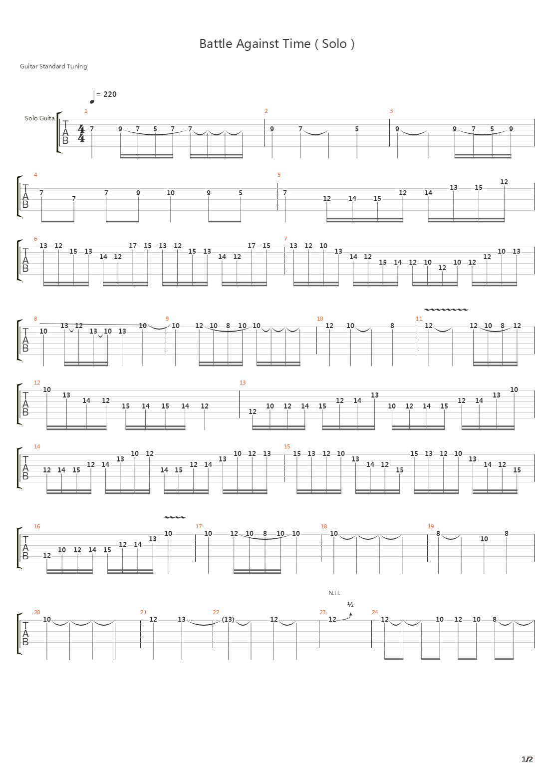 Battle Against Time吉他谱