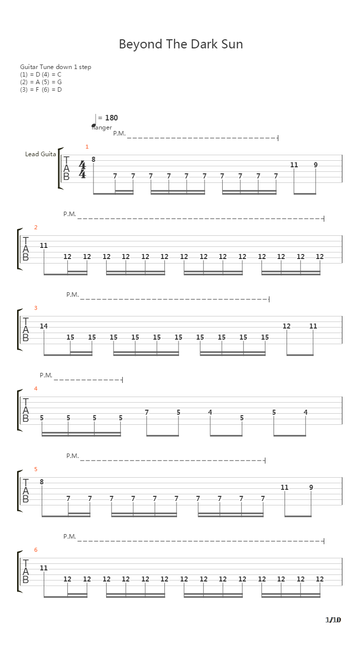 Beyond The Dark Sun吉他谱