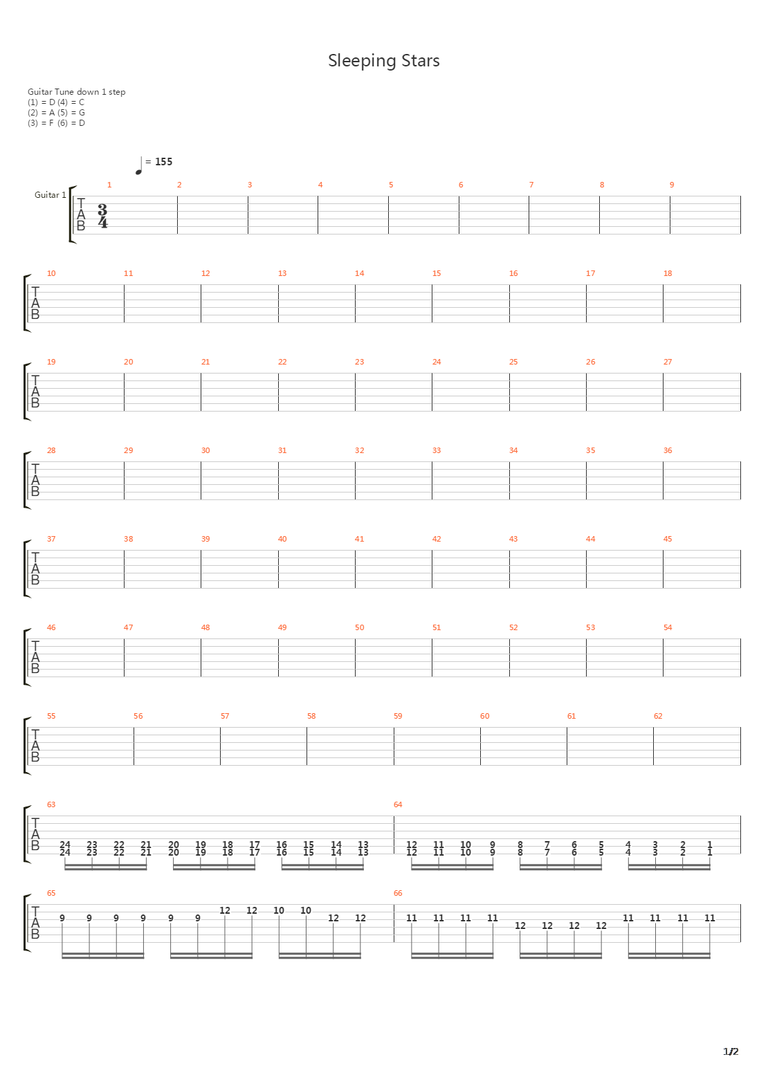Sleeping Stars吉他谱