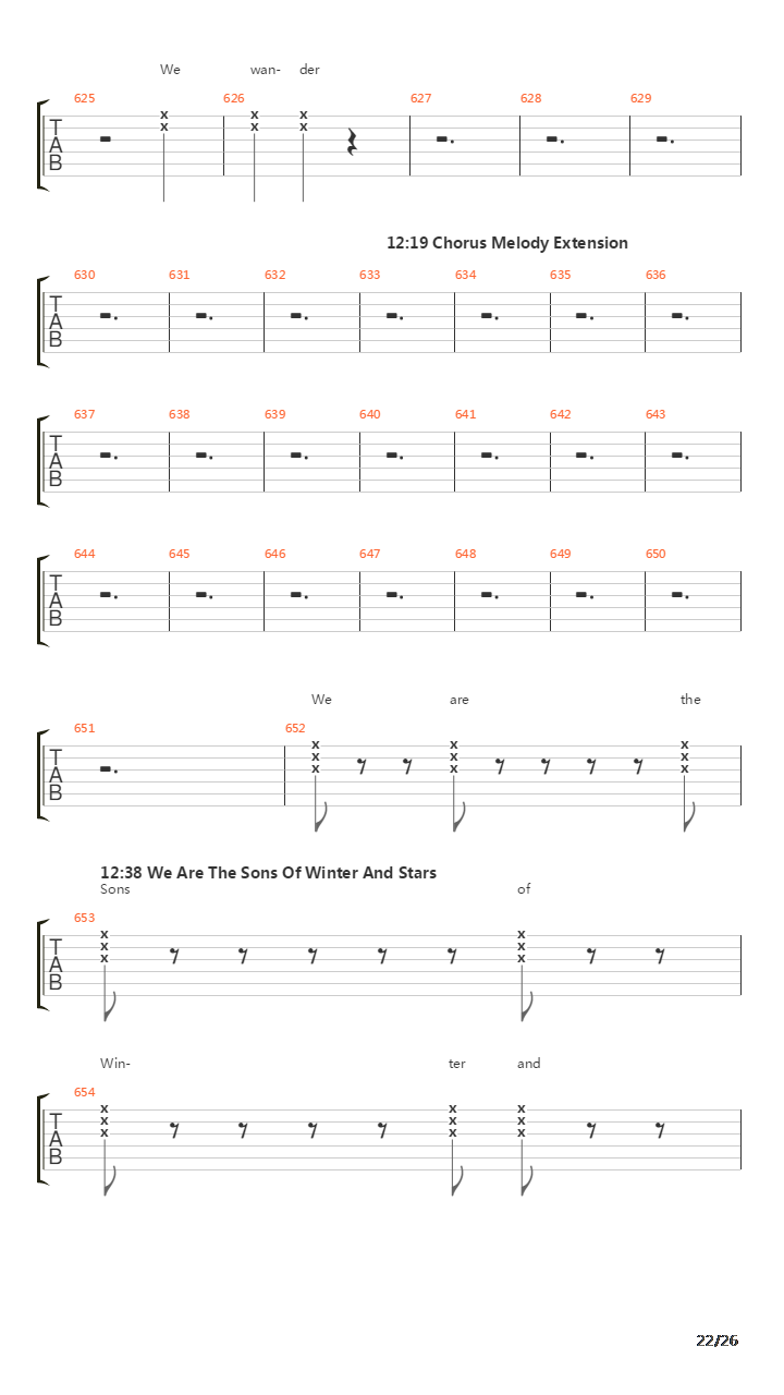 Sons Of Winter And Stars吉他谱