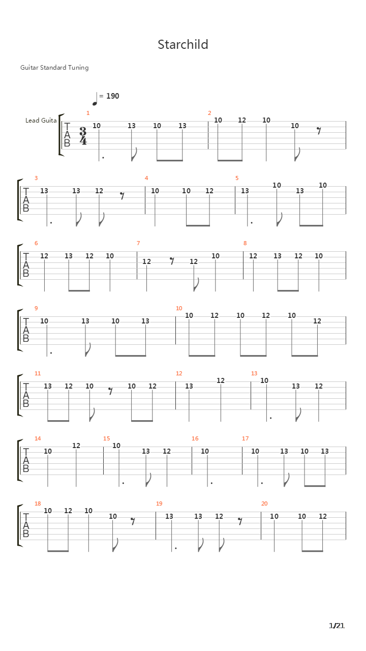 Starchild吉他谱