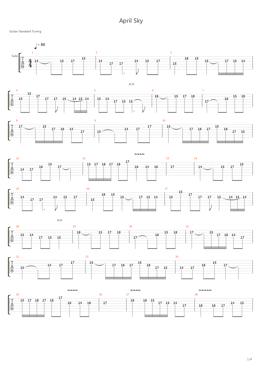 April Sky吉他谱