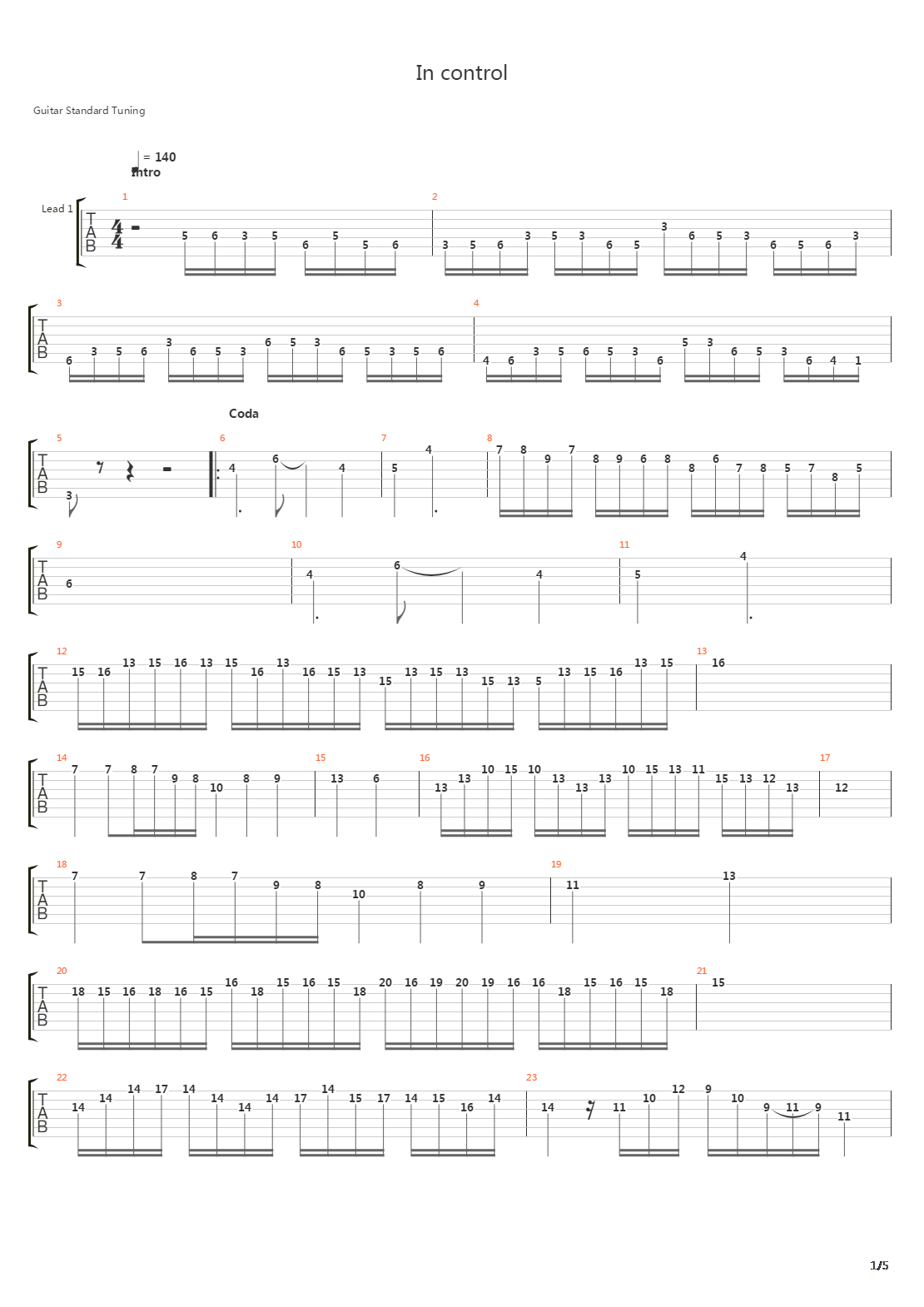In Control吉他谱