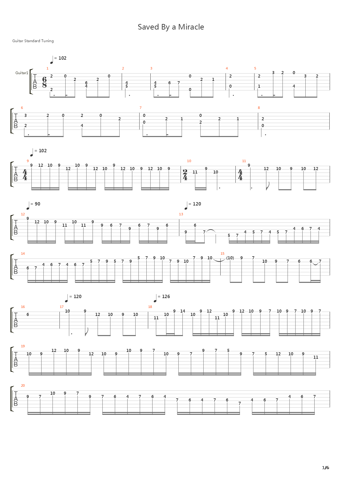 Saved By A Miracle吉他谱