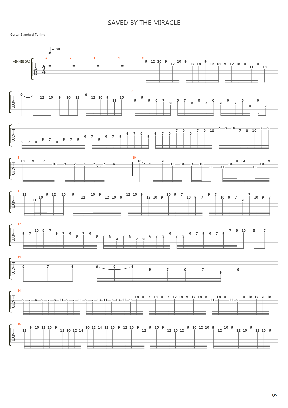 Saved By The Miracle吉他谱