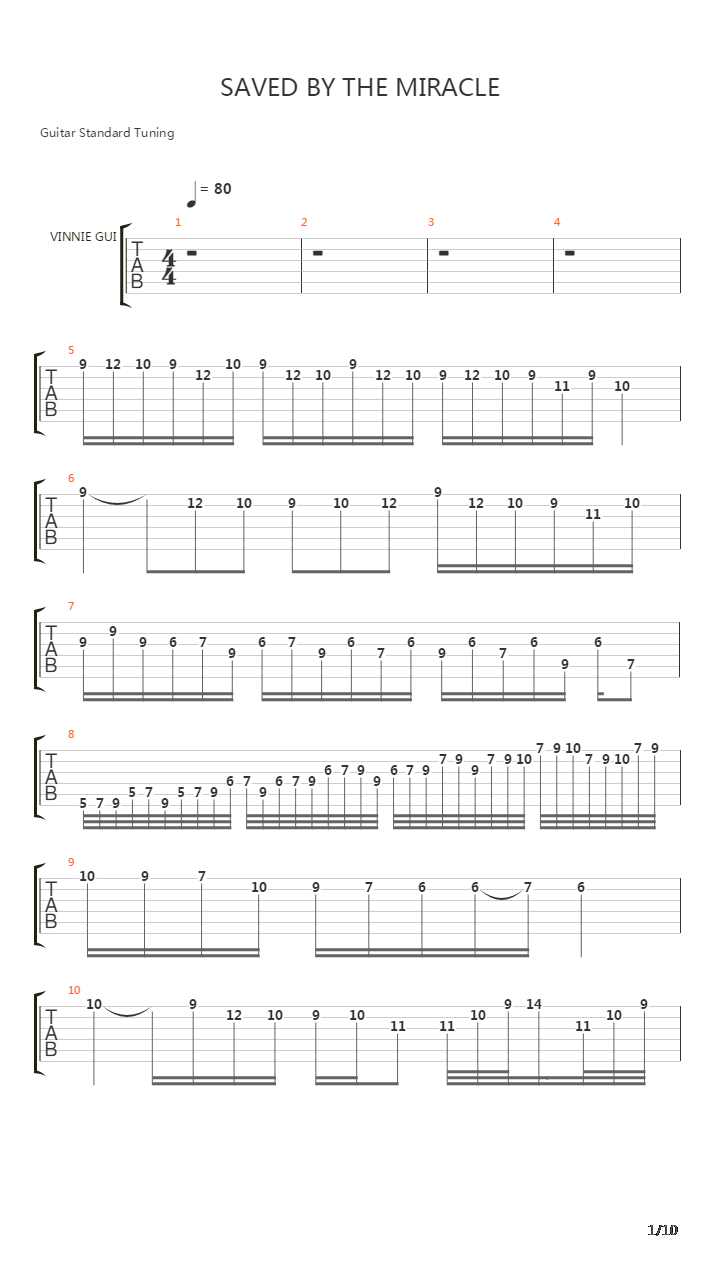 Saved By The Miracle吉他谱