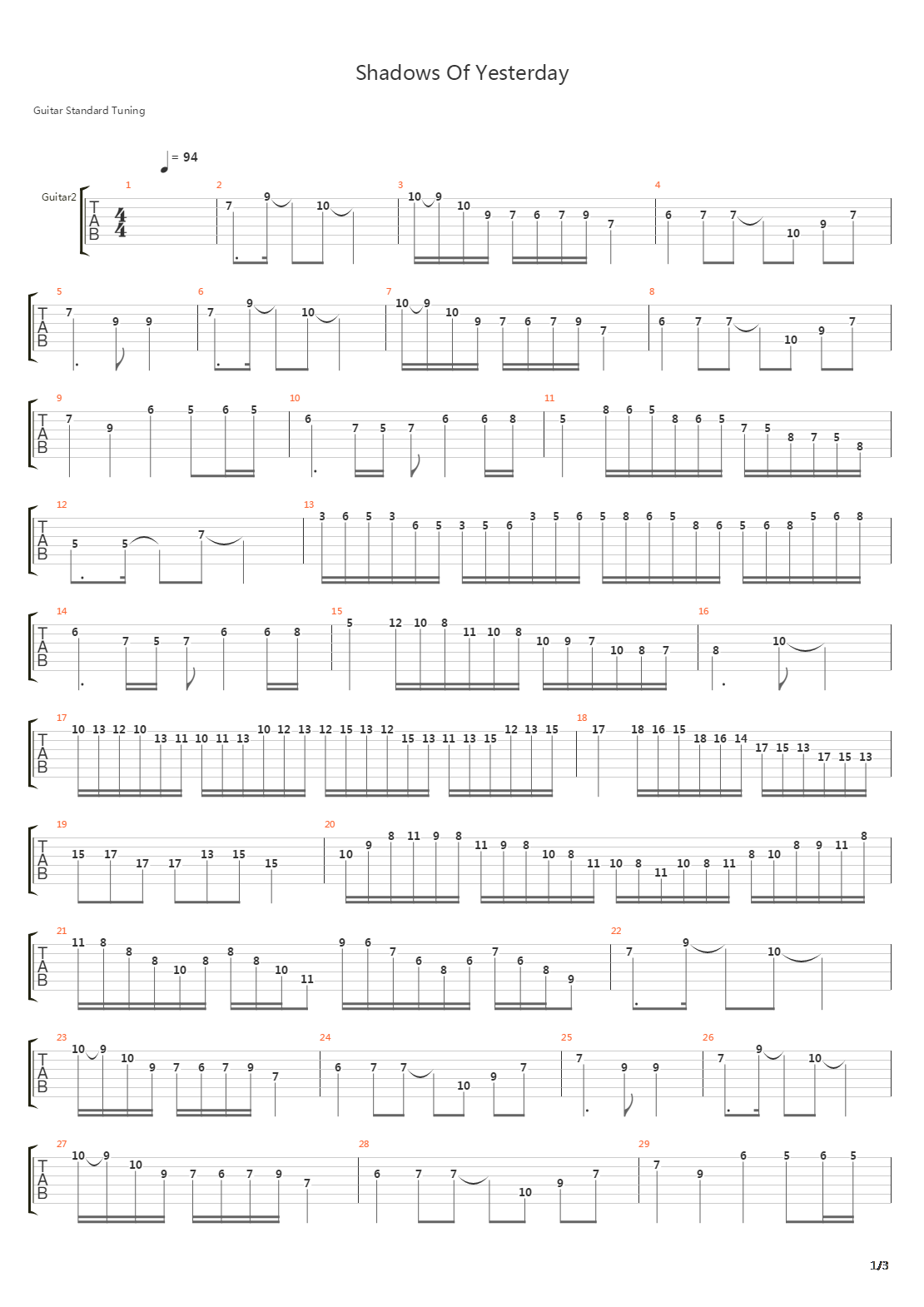 Shadows Of Yesterday吉他谱