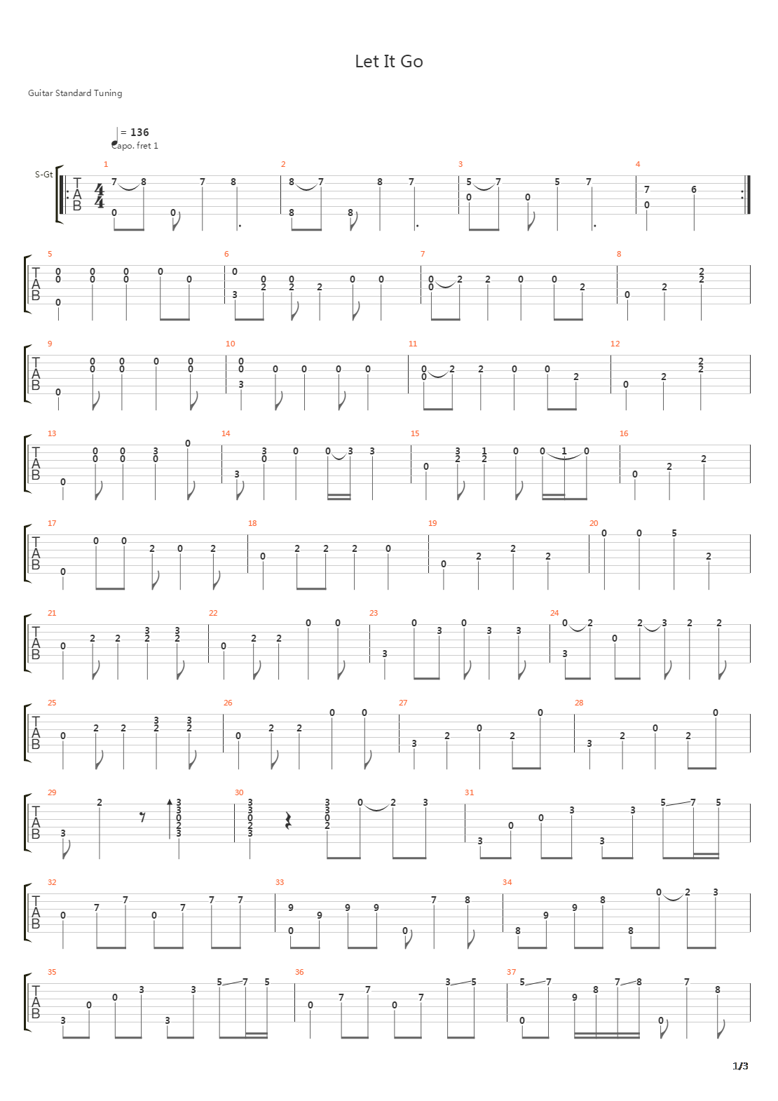Let It Go吉他谱