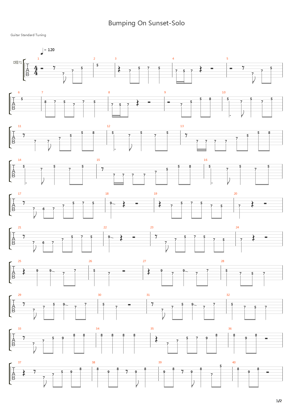 Bumping On Sunset吉他谱
