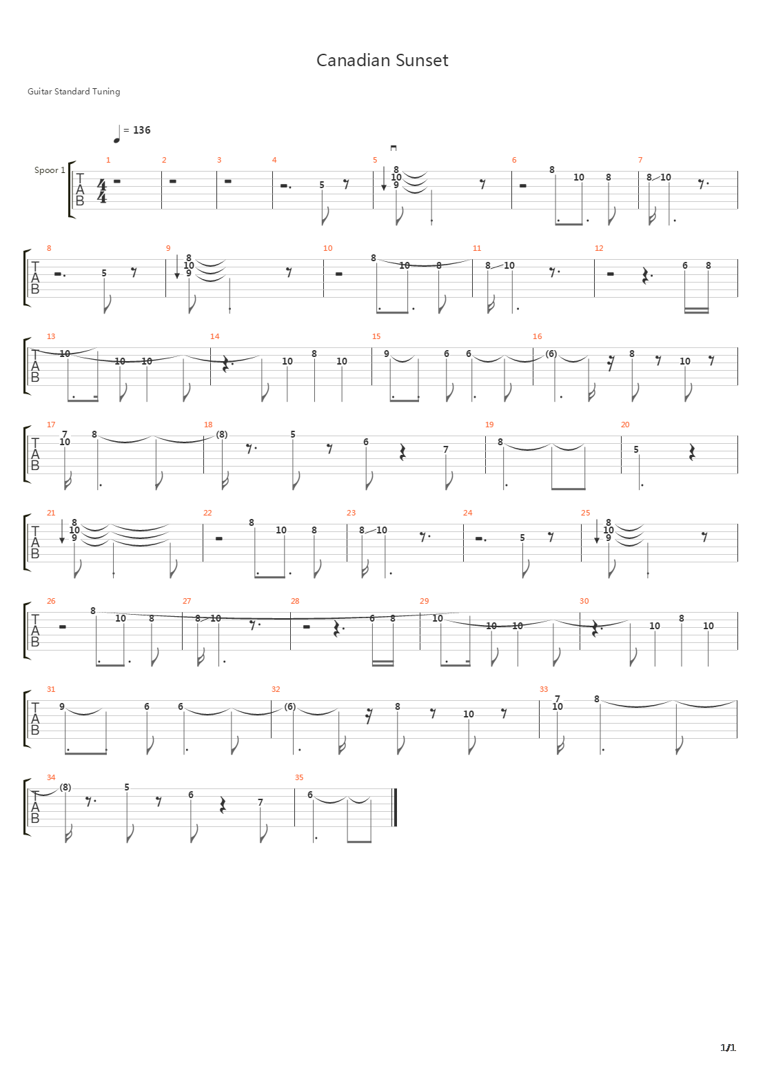 Canadian Sunset吉他谱