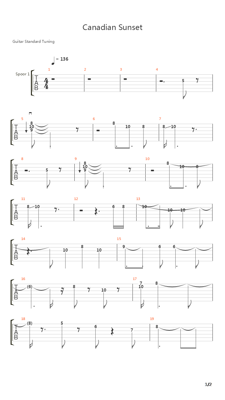 Canadian Sunset吉他谱