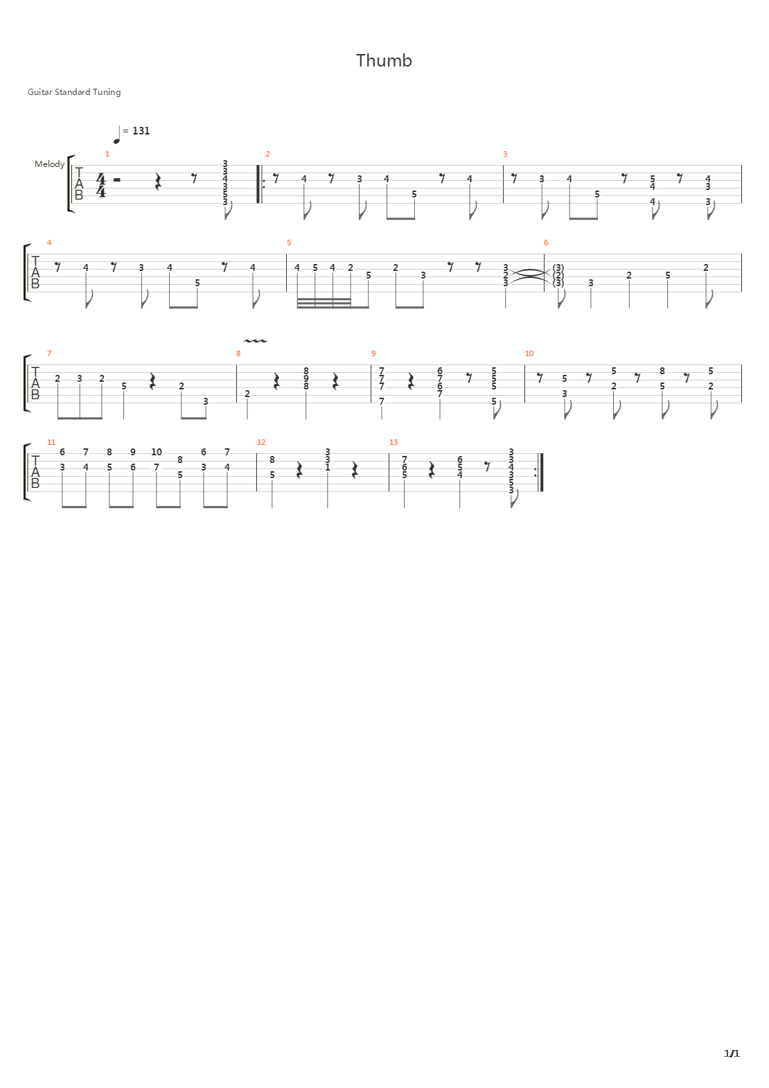 Thumb吉他谱