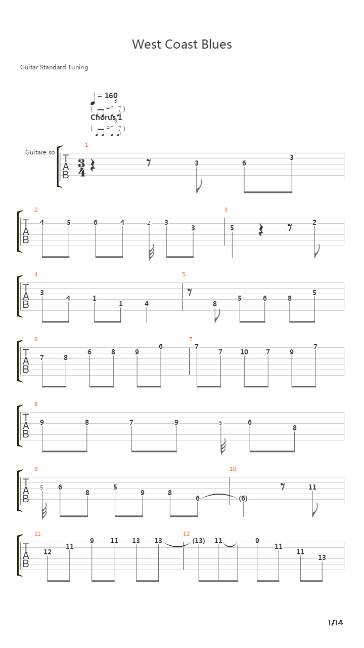West Coast Blues吉他谱
