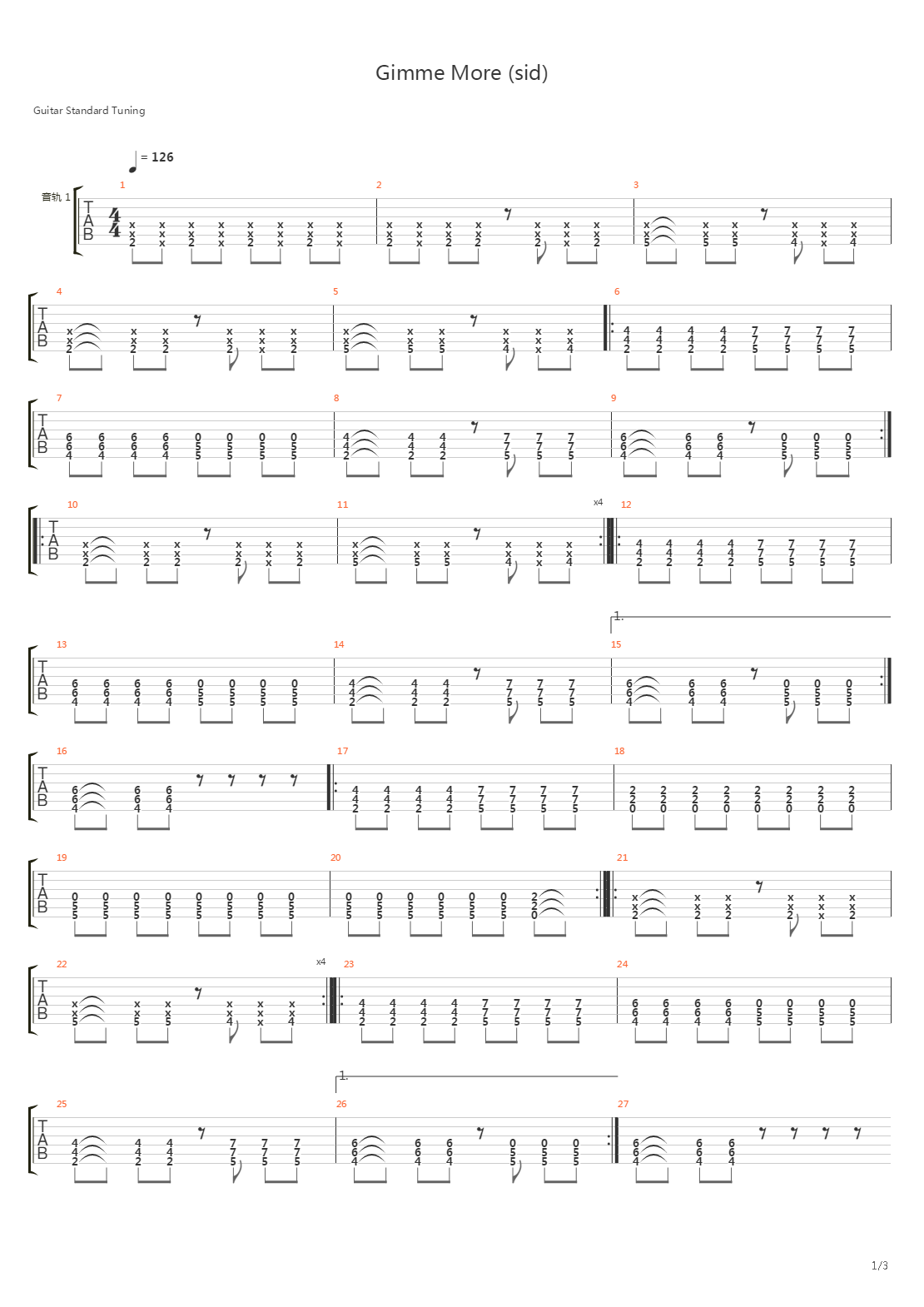 Gimme More(sid)吉他谱
