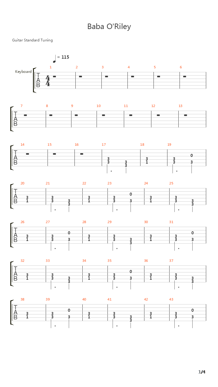 Baba Oreily吉他谱