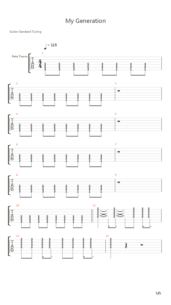 My Generation吉他谱