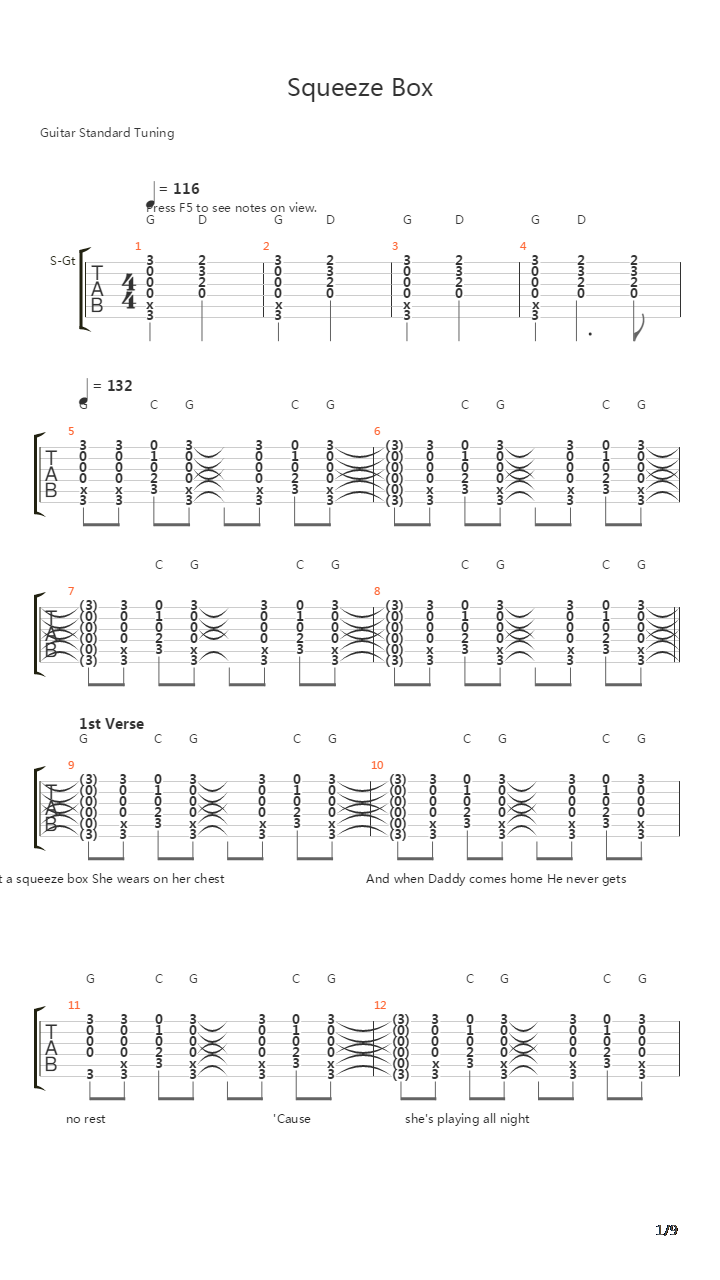 Squeeze Box吉他谱
