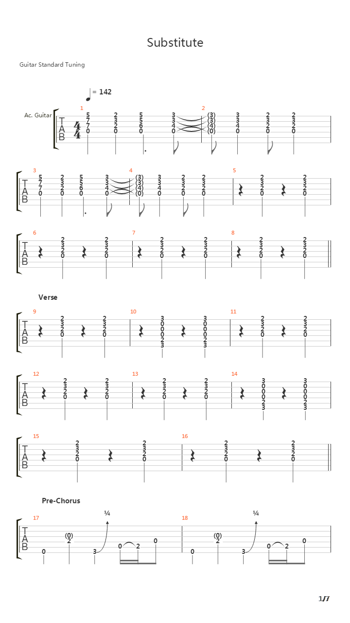 Substitute吉他谱