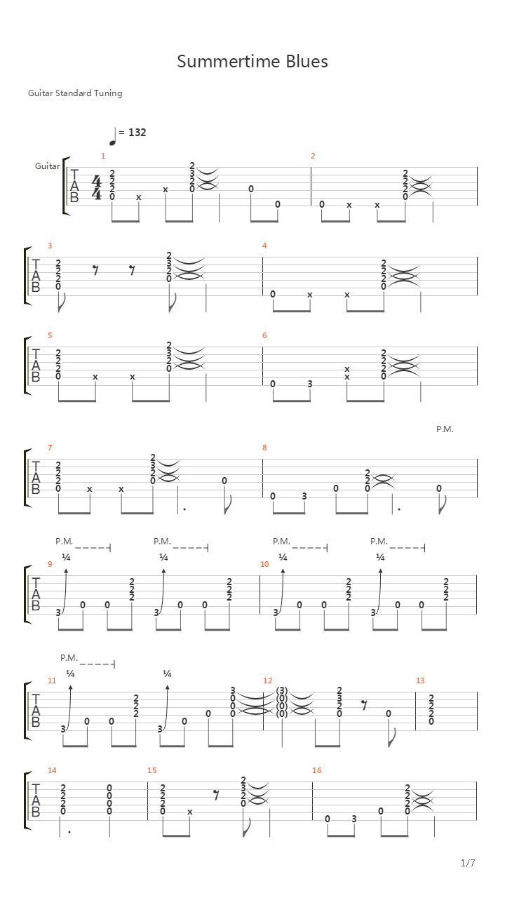 Summertime Blues吉他谱
