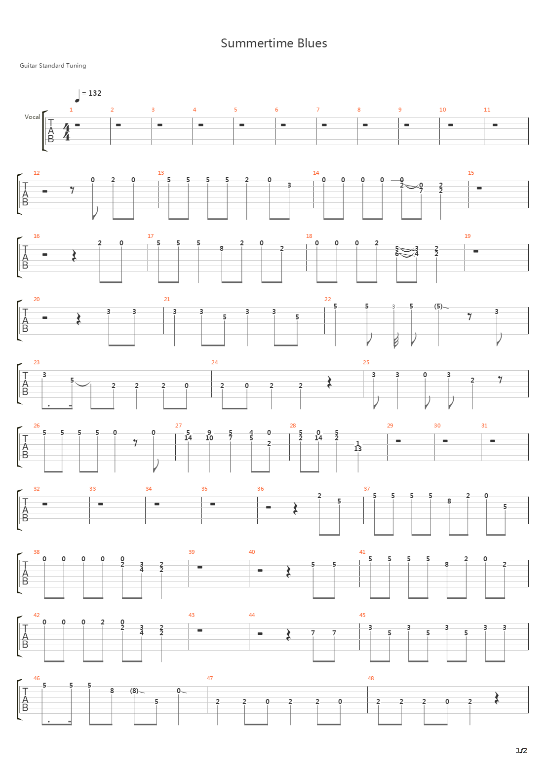 Summertime Blues吉他谱