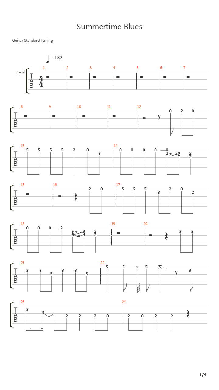 Summertime Blues吉他谱
