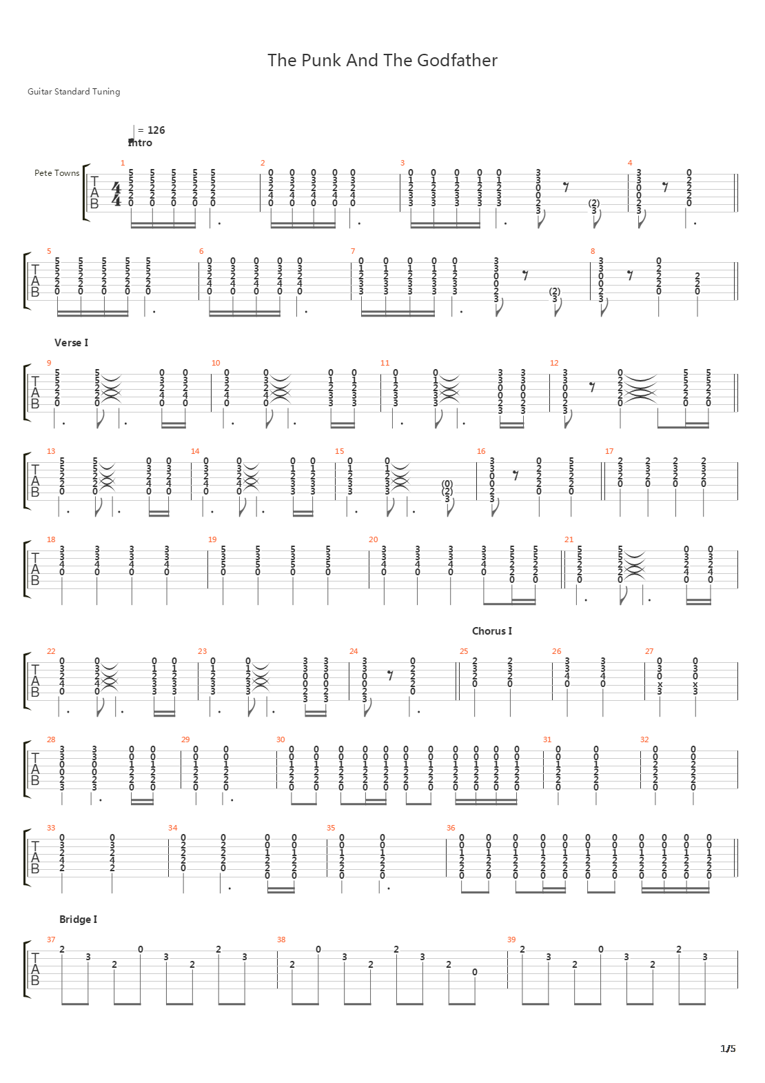 The Punk And The Godfather吉他谱