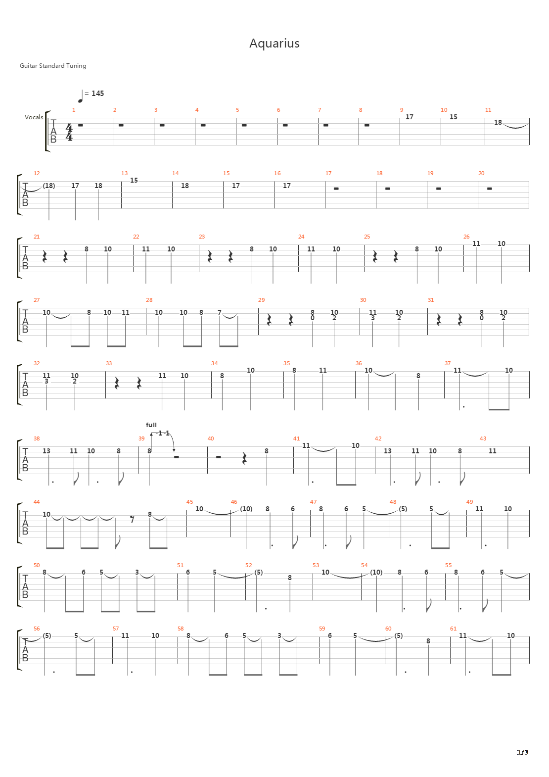Aquarius吉他谱