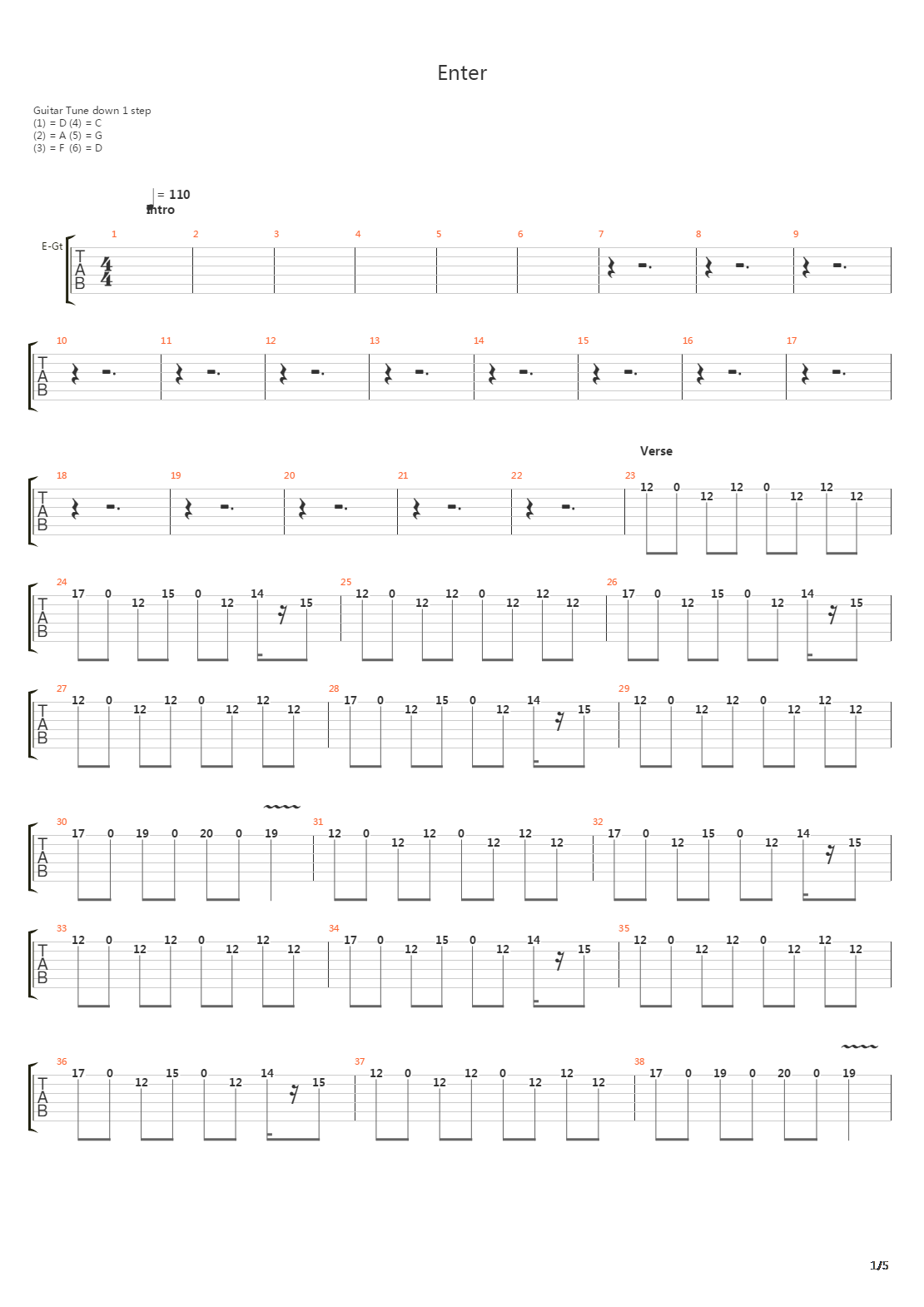 Enter吉他谱