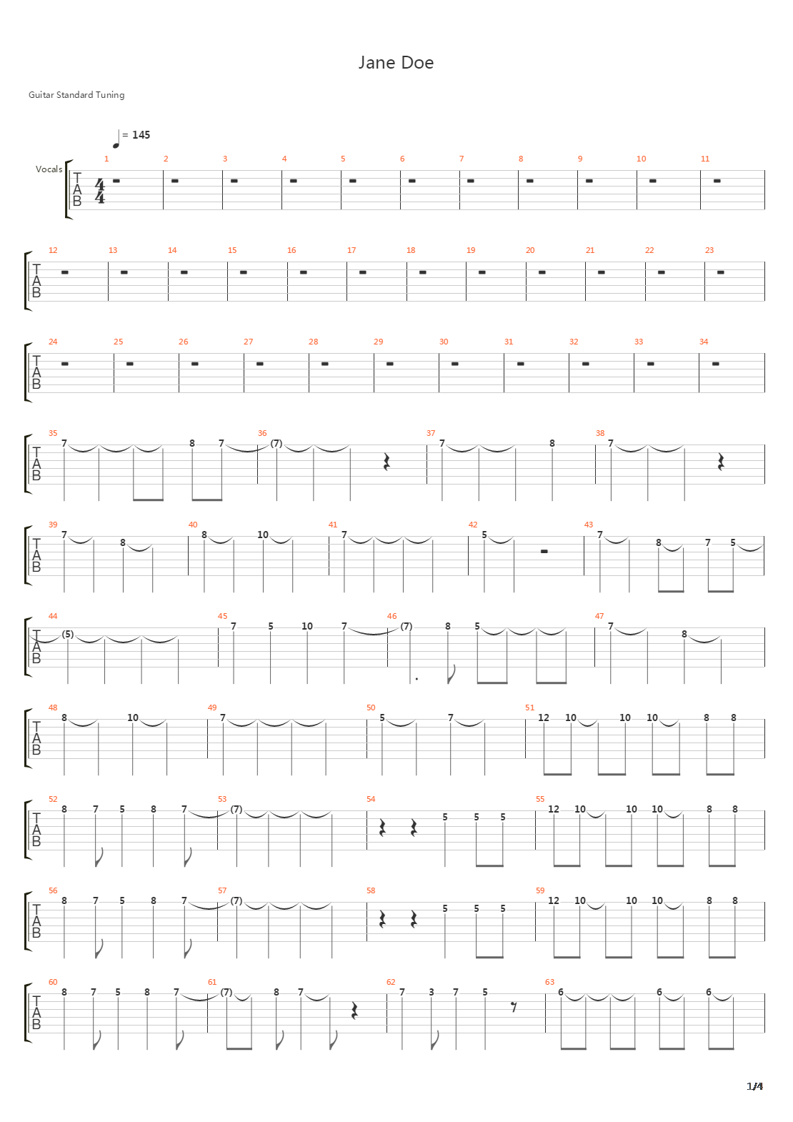 Jane Doe吉他谱
