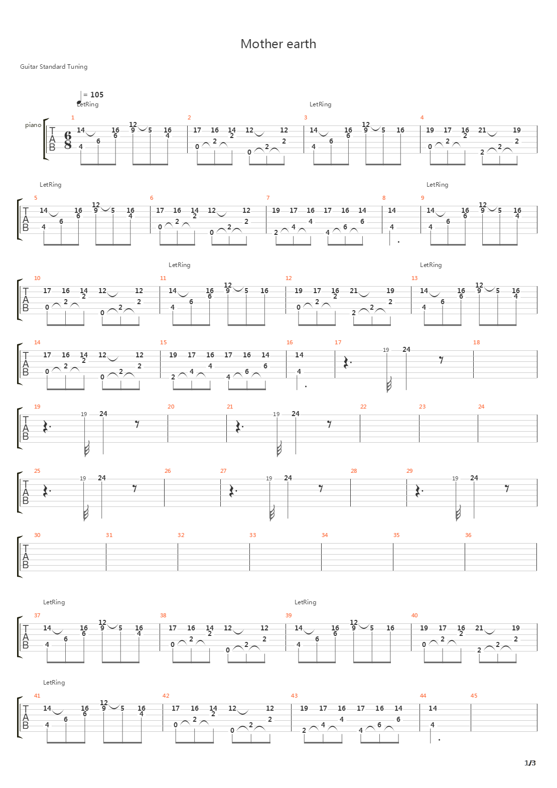 Mother Earth吉他谱