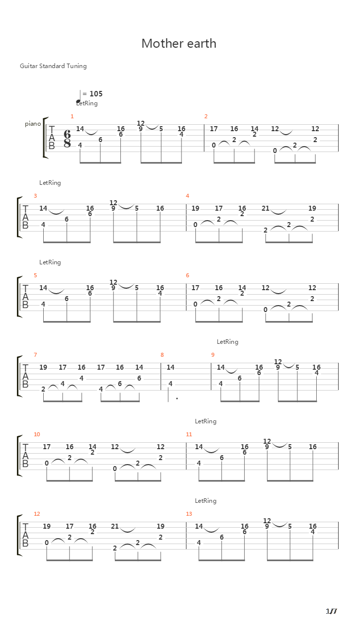 Mother Earth吉他谱